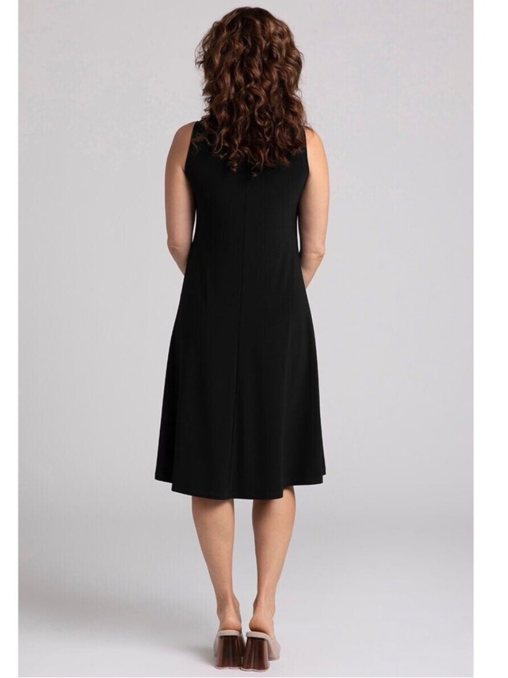 Sympli Nu Tank Lagenlook Dress Size 18 Slinky Jersey Black A Line Sleeveless - Picture 4 of 16